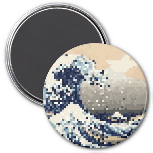 The Great Wave off Kanagawa 8 Bit Pixel Art Magnet