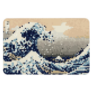 The Great Wave off Kanagawa 8 Bit Pixel Art Magnet