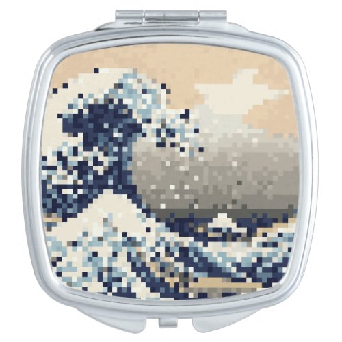 The Great Wave off Kanagawa 8 Bit Pixel Art Makeup Mirror