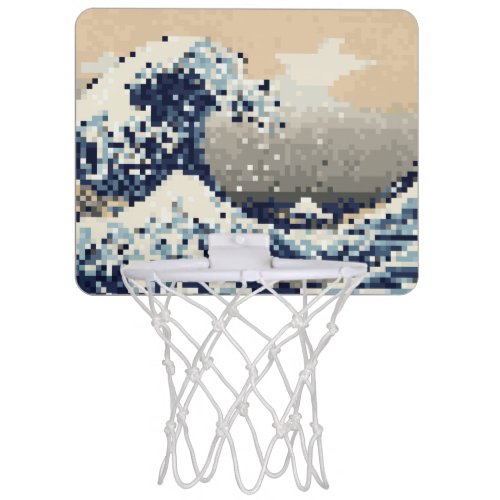 The Great Wave off Kanagawa 8 Bit Pixel Art Mini Basketball Hoop