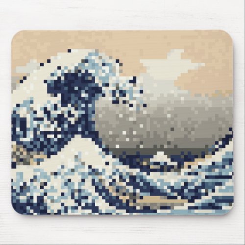 The Great Wave off Kanagawa 8 Bit Pixel Art Mouse Pad