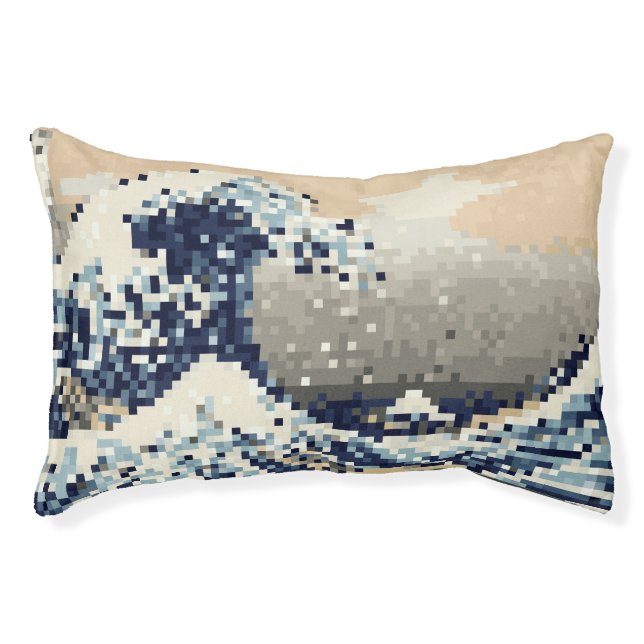 The Great Wave off Kanagawa 8 Bit Pixel Art Pet Bed (Front)