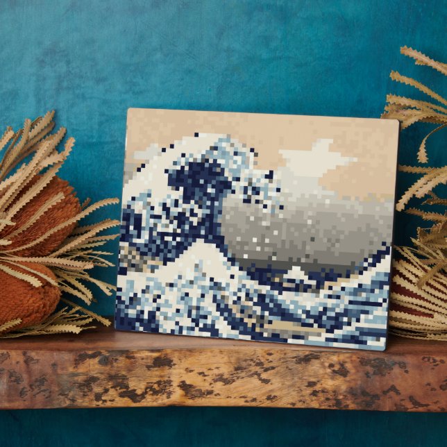 The Great Wave off Kanagawa 8 Bit Pixel Art Plaque | Zazzle