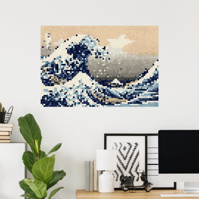 The Great Wave off Kanagawa 8 Bit Pixel Art Poster | Zazzle