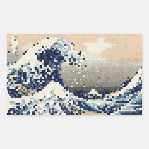 The Great Wave off Kanagawa 8 Bit Pixel Art Rectangular Sticker