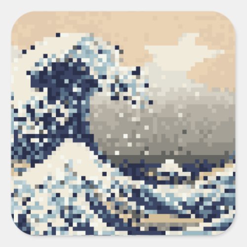 The Great Wave off Kanagawa 8 Bit Pixel Art Sticker