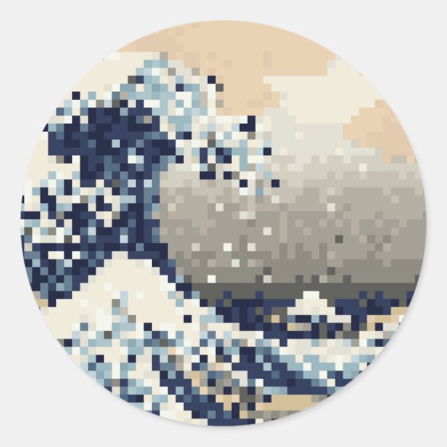 The Great Wave off Kanagawa 8 Bit Pixel Art Sticker (Front)
