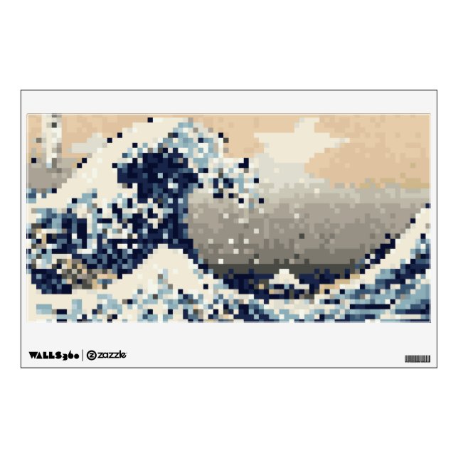 The Great Wave off Kanagawa 8 Bit Pixel Art Wall Decal (Front)