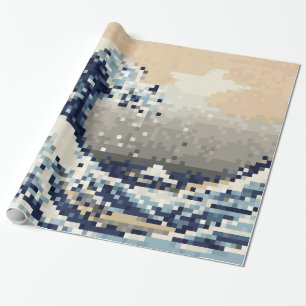 The Great Wave off Kanagawa 8 Bit Pixel Art Wrapping Paper