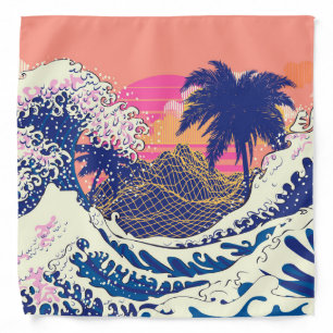 The great wave off kanagawa and palm trees bandana