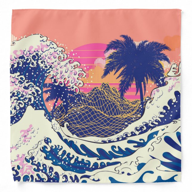 The great wave off kanagawa and palm trees bandana (Front)
