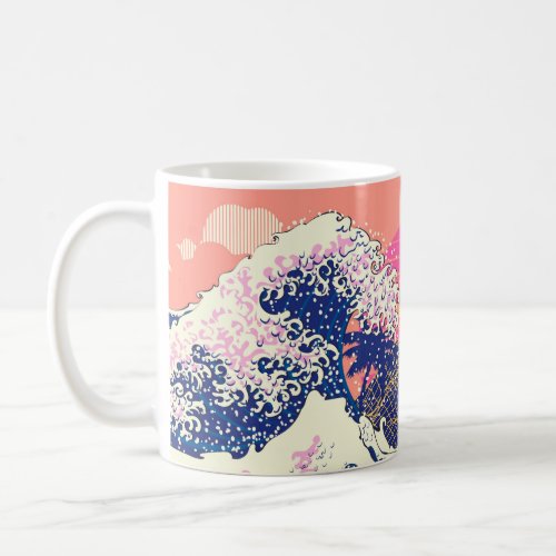 The great wave off kanagawa and palm trees coffee mug