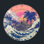 The great wave off kanagawa and palm trees dart board<br><div class="desc">The great wave off kanagawa and palm trees</div>