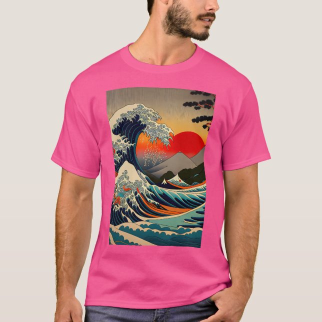 The Great Wave Off Kanagawa At Dusk Active T-Shirt (Front)