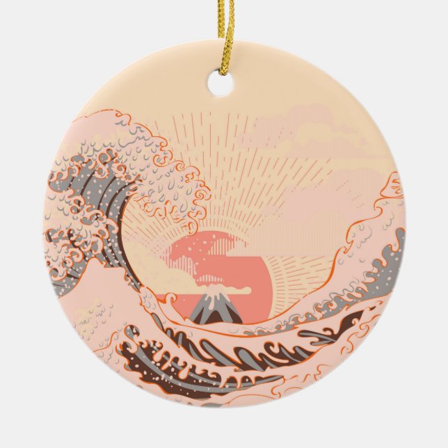 The great wave off kanagawa at sunrise ceramic ornament (Front)
