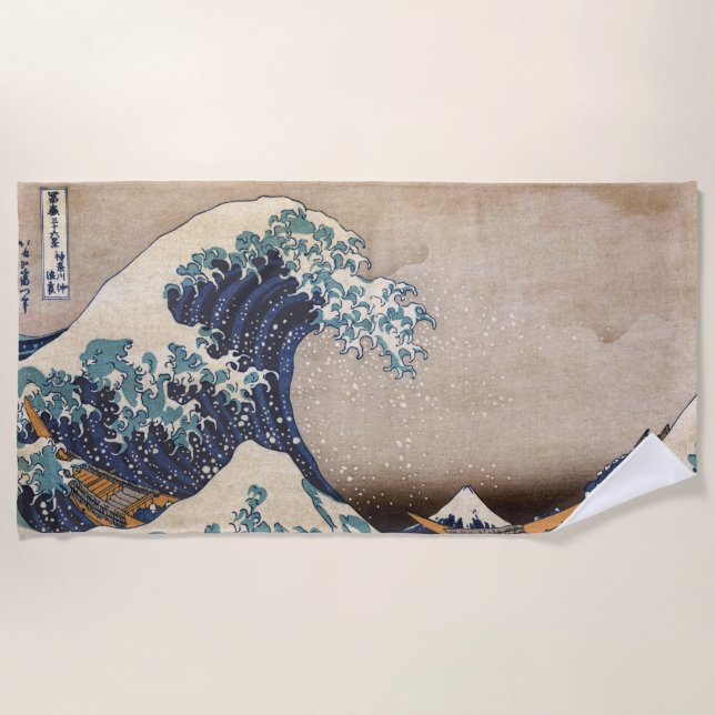 The Great Wave off Kanagawa Beach Towel (Front)