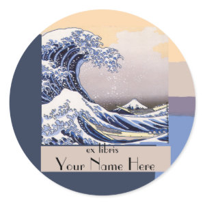 The Great Wave off Kanagawa Bookplate sticker