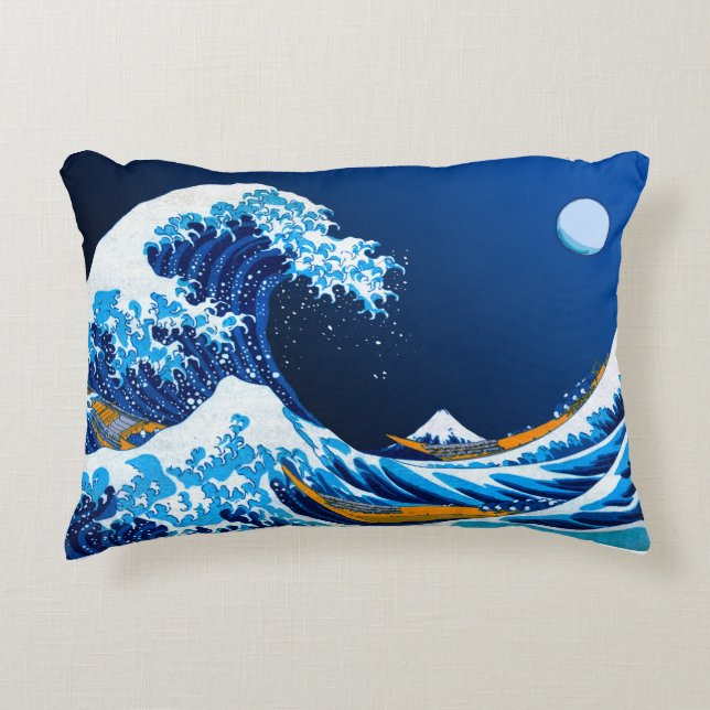 The Great Wave off Kanagawa (Bright & Colorful) Accent Pillow (Front)