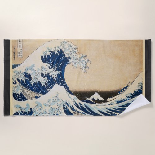 The Great Wave off Kanagawa by Hokusai Beach Towel