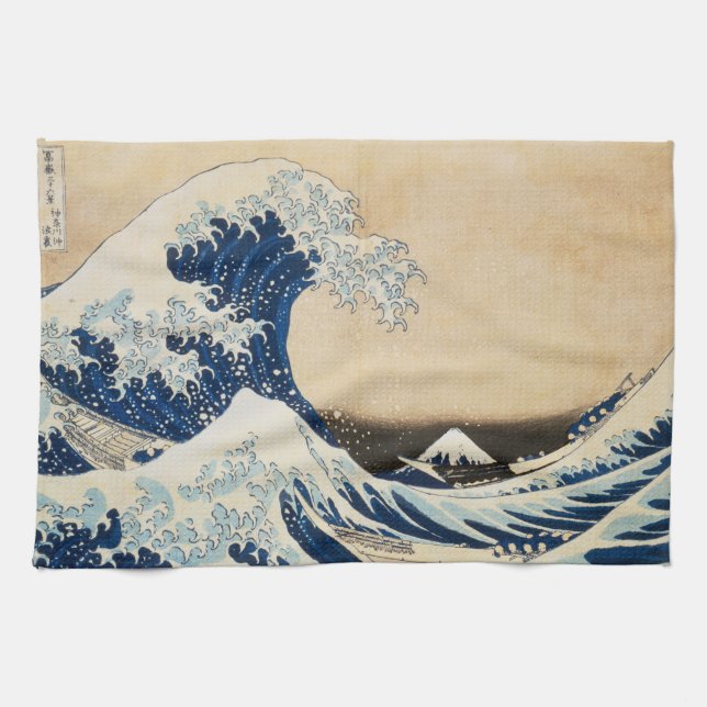 The Great Wave off Kanagawa by Hokusai Kitchen Towel (Horizontal)
