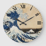 The Great Wave Off Kanagawa By Hokusai Large Clock at Zazzle