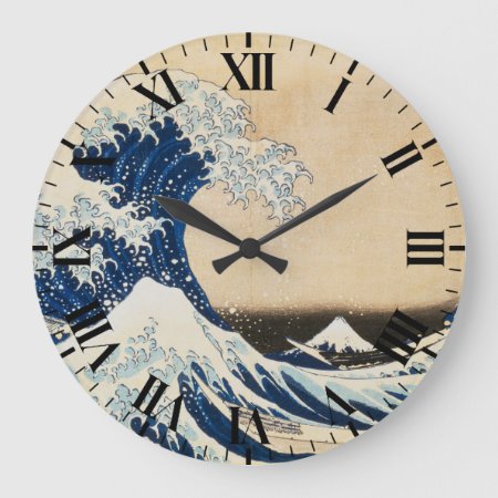 The Great Wave Off Kanagawa By Hokusai Large Clock