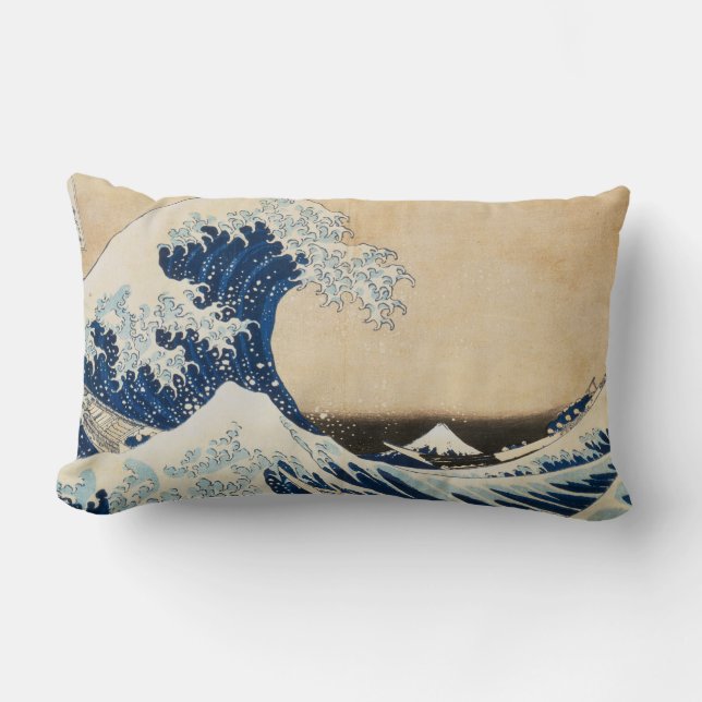 The Great Wave off Kanagawa by Hokusai Lumbar Pillow (Front)