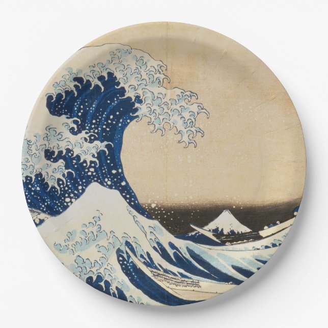 The Great Wave off Kanagawa by Hokusai Paper Plates (Front)