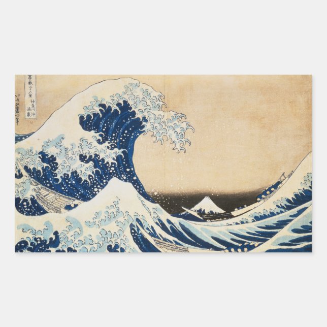 The Great Wave off Kanagawa by Hokusai Rectangular Sticker (Front)