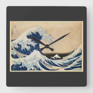 The Great Wave off Kanagawa by Hokusai Square Wall Clock