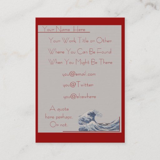 Customizable The Great Wave off Kanagawa Chubbie Business Card