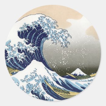 The Great Wave Off Kanagawa Classic Round Sticker by Zazilicious at Zazzle