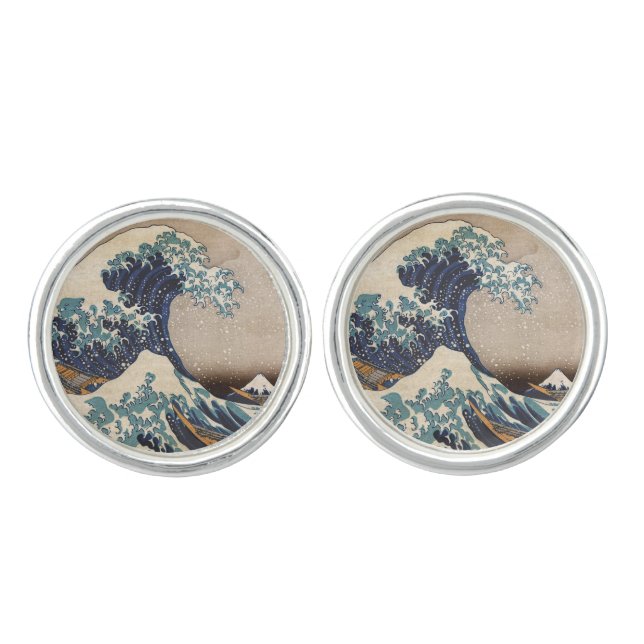 The Great Wave off Kanagawa Cufflinks (Front)