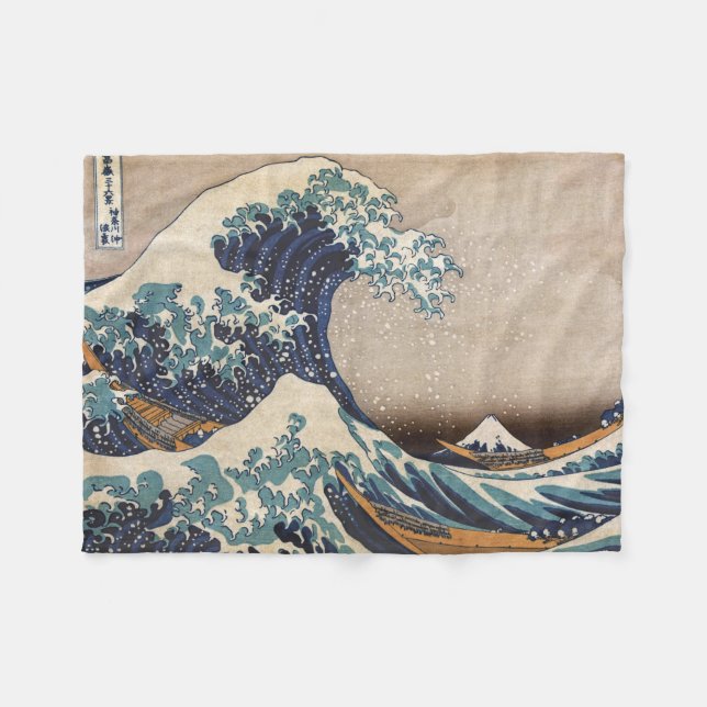 The Great Wave off Kanagawa Fleece Blanket (Front (Horizontal))