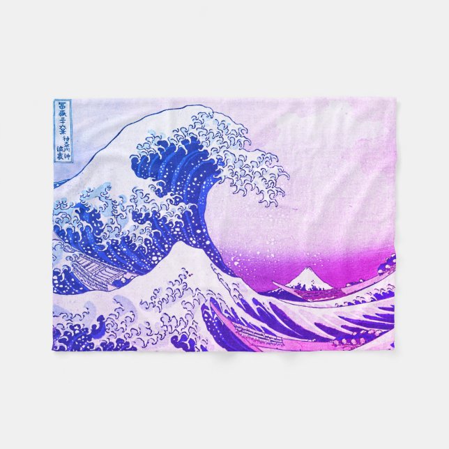 The Great Wave Off Kanagawa Fleece Blanket (Front (Horizontal))