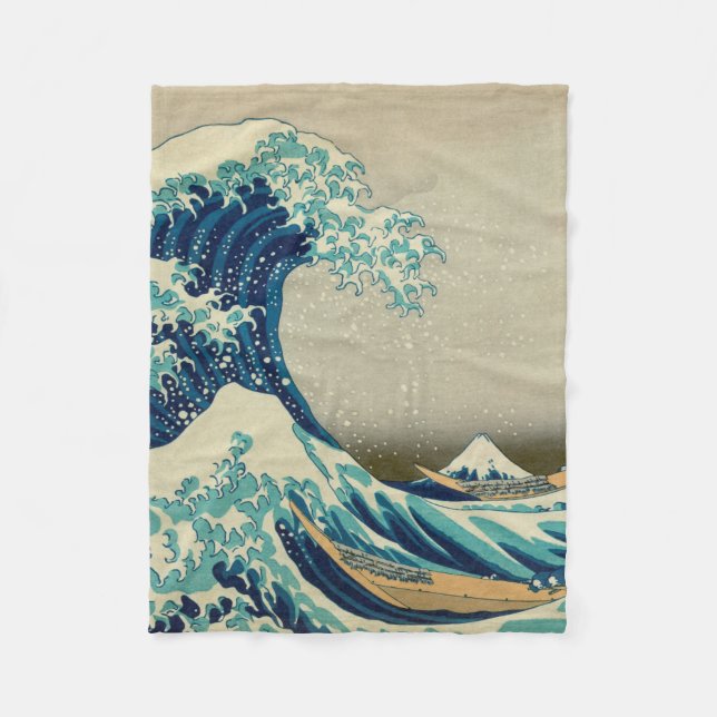 The Great Wave off Kanagawa Fleece Blanket (Front)
