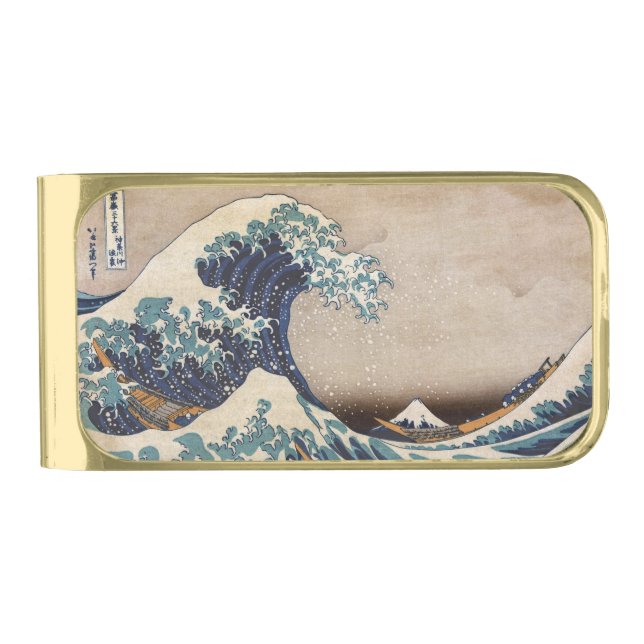 The Great Wave off Kanagawa Gold Finish Money Clip (Front)