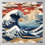 The Great Wave off Kanagawa Hokusai Themed Art Poster