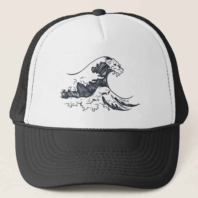 The Great Wave off Kanagawa illustration Trucker Hat (Front)