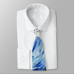The Great Wave Off Kanagawa in Starry night Neck Tie