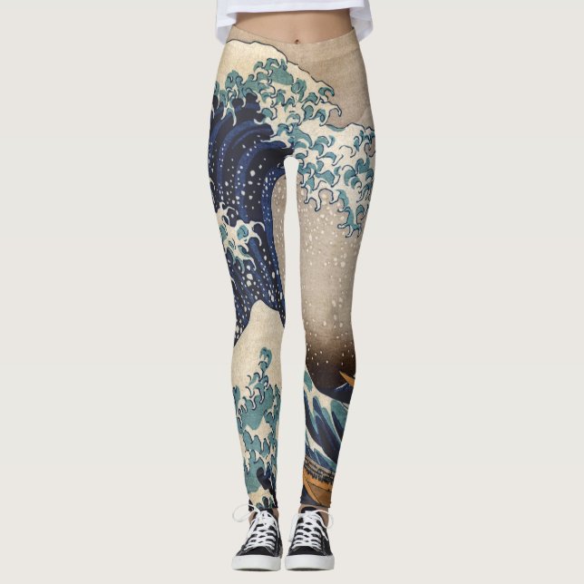 The Great Wave off Kanagawa Leggings (Front)