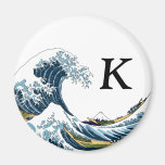 The Great Wave off Kanagawa: Monogram Initial Magnet