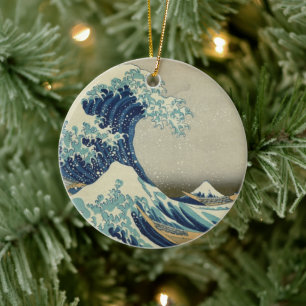 The Great Wave off Kanagawa Mount Fuji Japan Ceramic Ornament