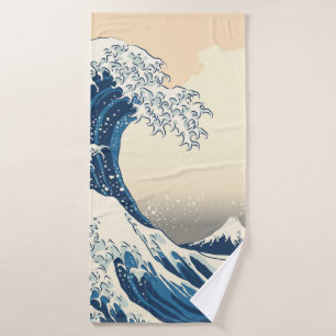The great wave off kanagawa painting reproduction bath towel