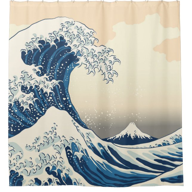 The great wave off kanagawa painting reproduction  shower curtain (Front)