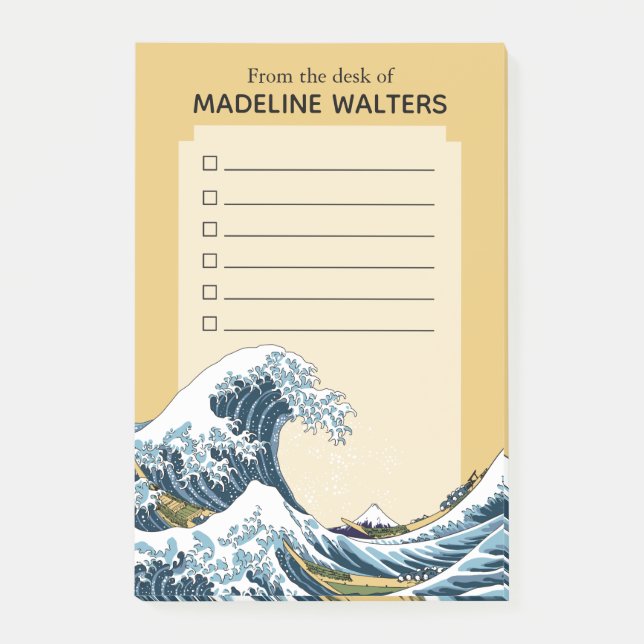 The Great Wave off Kanagawa Personalized Checklist Post-it Notes (Front)
