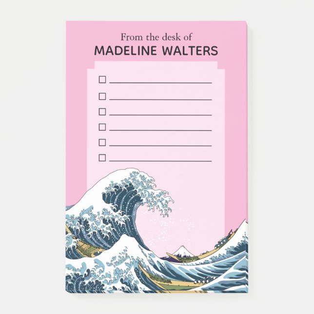 The Great Wave off Kanagawa Personalized Checklist Post-it Notes (Front)