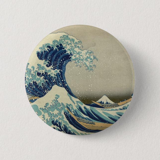 The Great Wave off Kanagawa Pinback Button (Front)