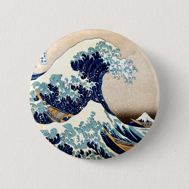 The Great Wave off Kanagawa Pinback Button (Front)