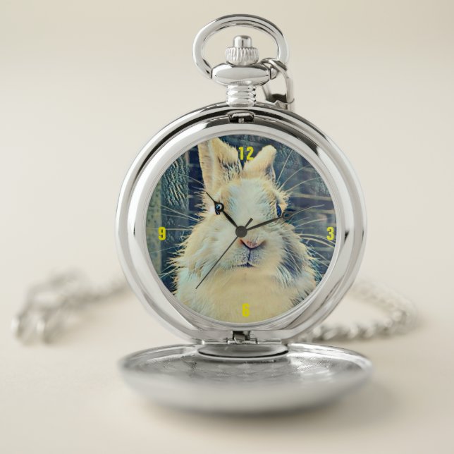 The Great Wave Off Kanagawa rabbit pet Pocket Watch (Inside)